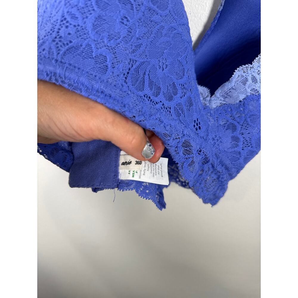 Aerie Real Good Lace Bralette - Longline V-Neck - Blue - 36D - Picture 2 of 7